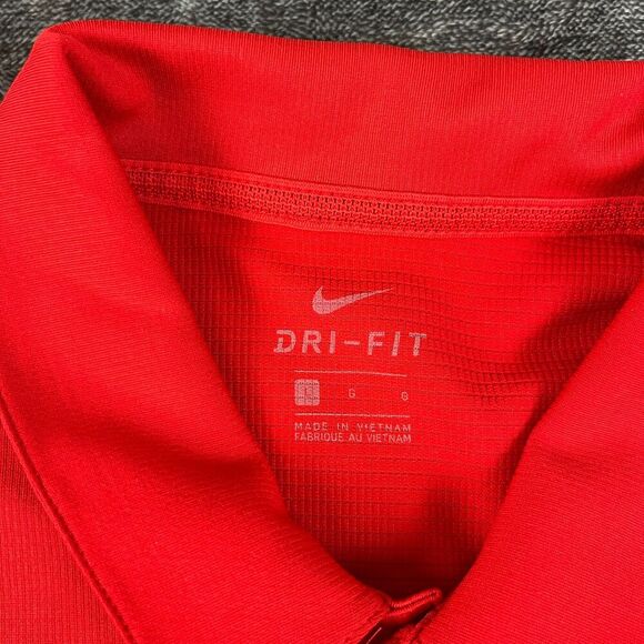 Nike Dri-Fit Ohio State Buckeyes Embroidered Polo Mens L Red Short Sleeve Swoosh - Picture 4 of 11
